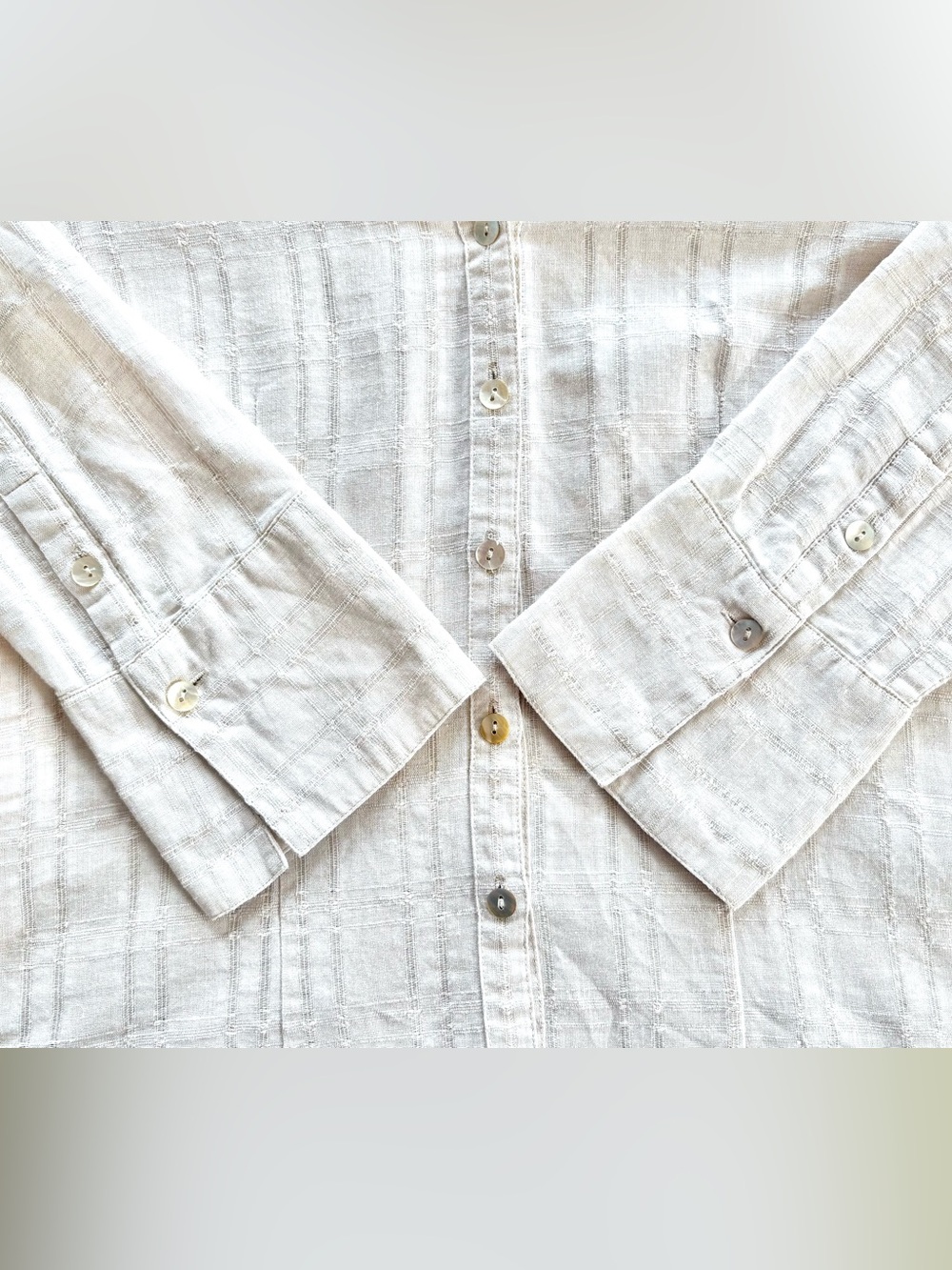Harve Benard 3/4 Length Sleeve Button-up Shirt, Beige, Size S - Picture 5 of 6